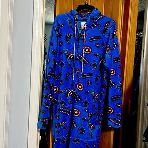 Men's warm Captain America pajama onesie